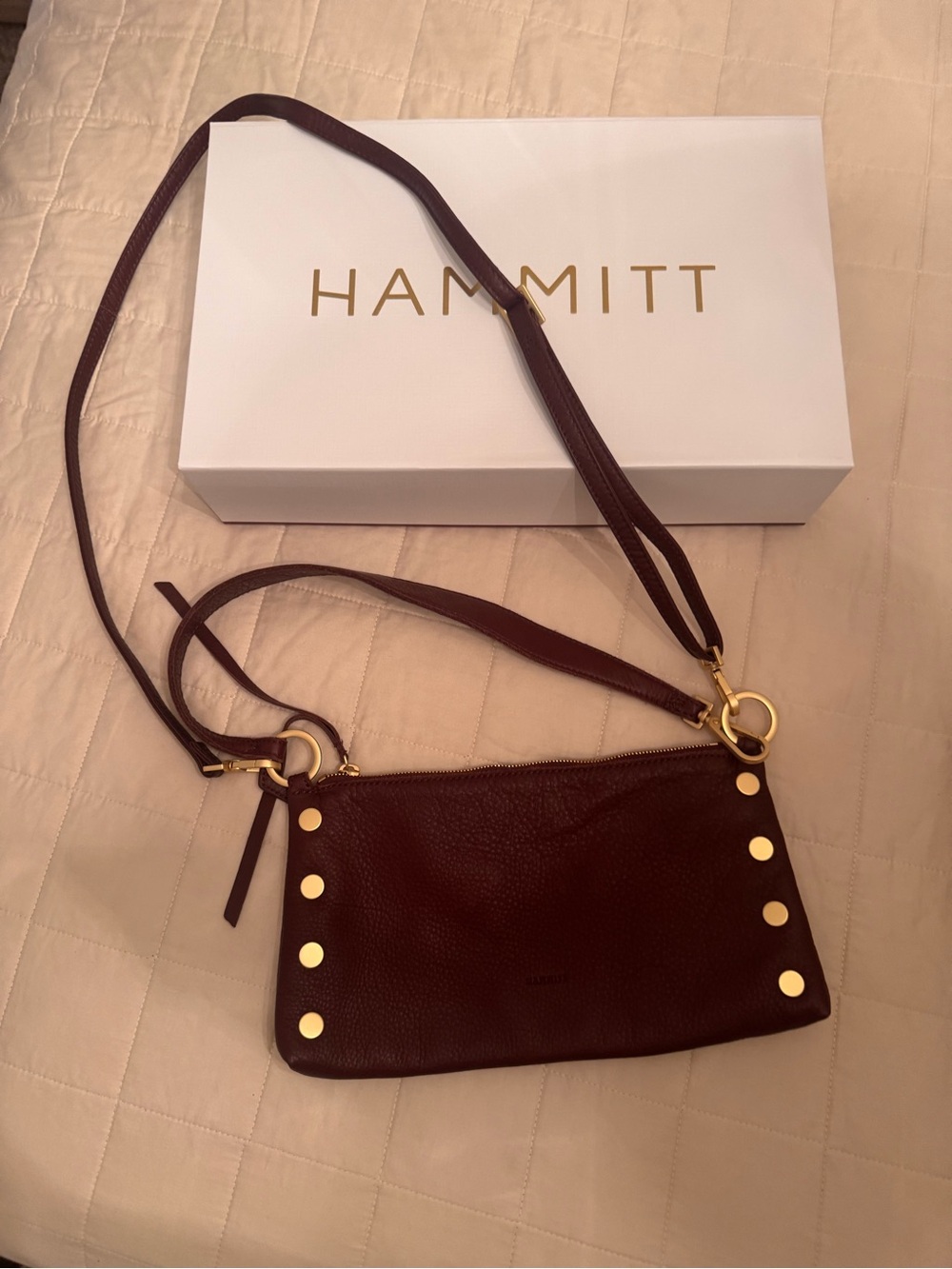Hammitt Burgundy Leather Crossbody with Gold Hardware
